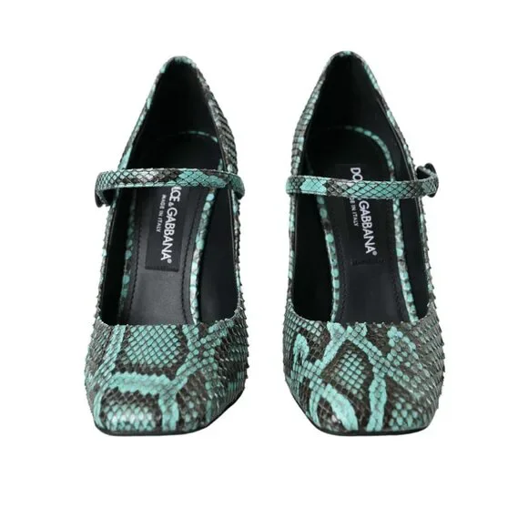 Dolce & Gabbana Aqua Python Leather Mary Jane Pumps Shoes - Picture 2 of 9